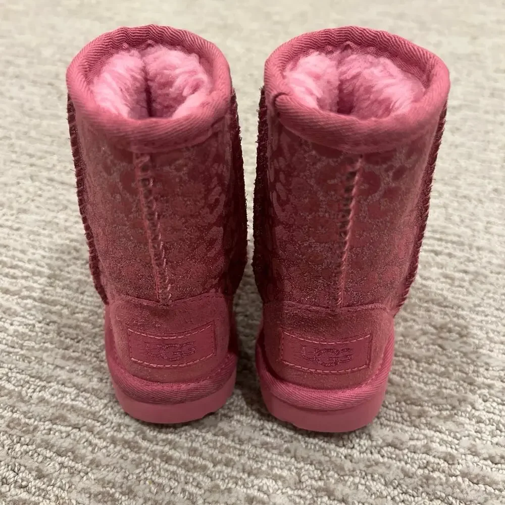 Toddler  Ugg Pink Leopard Glitter Boots sz 6c msrp 115$